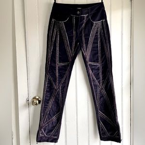 Beautiful CHANEL unworn velvet embroidered pants. French size 38, 28” waist